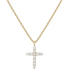 14K Gold Plated Cubic Zirconia Cross Necklace for Women  Cross Faith Pendant...