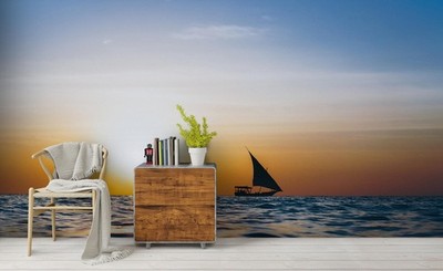 3D Sky Sea Sunset Illustration Wall Murals Wallpaper Murals Wall Sticker