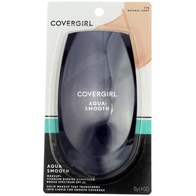 4 Pack CoverGirl AquaSmooth Foundation Makeup, Natural Ivory 715, SPF 20, 0.4 oz