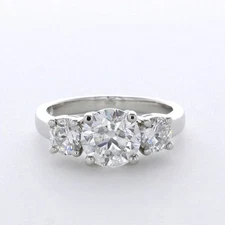 4.51 CT H SI2 Round Natural Certified Diamonds 14K Gold Classic Three-Stone Ring