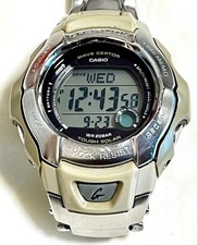 G-SHOCK WAVE CEPTOR Tough Solar Radio Watch, Silver Metal Band, Used G1007