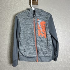 Nike 5/S Gray Zip Front Hooded Sweatshirt With 2 Front Pockets