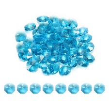 50Pcs 12mm 1 Hole K9 Crystal Octagon Glass Chandelier Beads Sky Blue