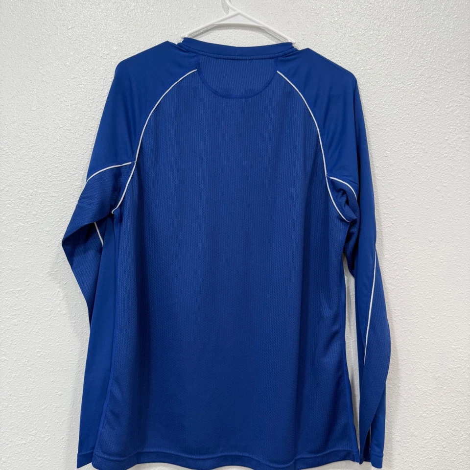 Asics Mens Long Sleeve Athletic Training Shirt Blue White Trim Activewear - Image 2 of 4