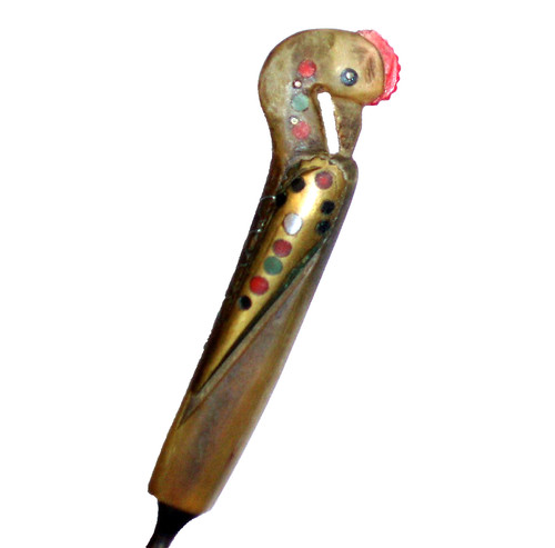 PRIMITIVE ANTIQUE HAND CARVED HORN CHICKEN ROOSTER LETTER OPERNER RUSTIC COUNTRY