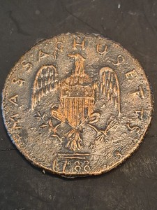 1788 Massachusetts Colonial Copper Ultra RARE Early U.S. Piece 6 GRAMS