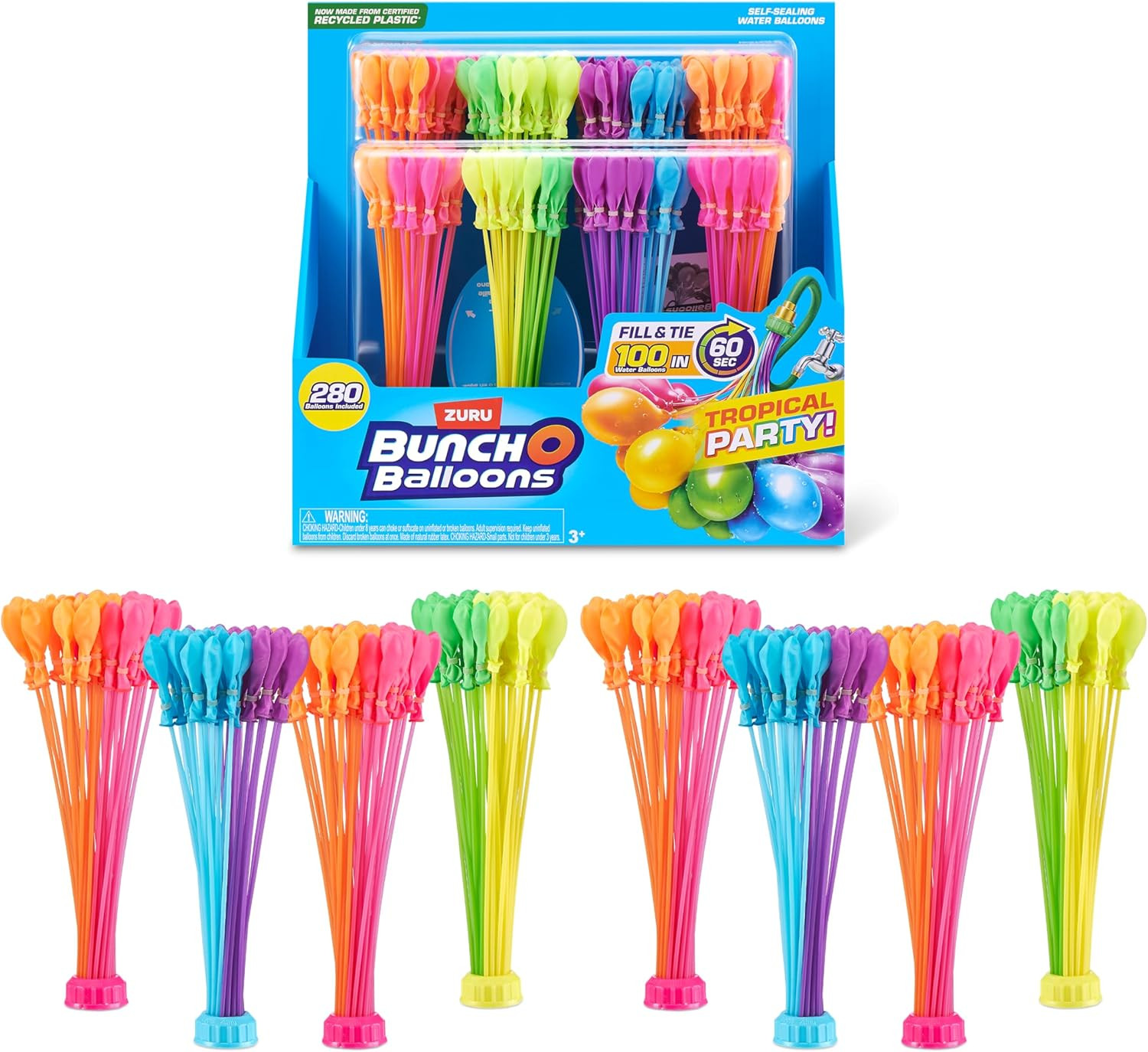 Tropical Party 280 Rapid-Filling Self-Sealing Water Balloons (8 Pack) by  Water