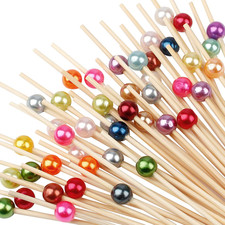 Cocktail Picks - Fancy Toothpicks for Appetizers, Long Decorative Bamboo Ske...