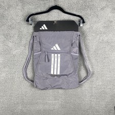 Adidas OS Gray Alliance 3 Sackpack-Zipper Pocket Drawstring Backpack for Sports