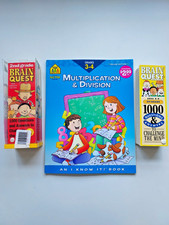 4 Decks Brain Quest Cards, 2 Sets Grades 2 3 EUC and NEW Math Workbook Grade 3-4