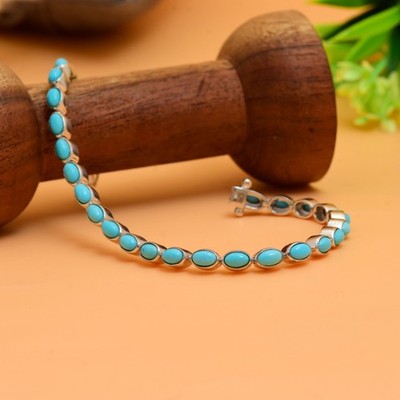 Sleeping Beauty Natural Turquoise Bracelet 925 Sterling Silver Birthstone Gift