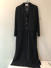 Black Trench Coat Dress Ensemble 3 Button Elegant Long Size M