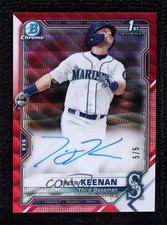 2021 Bowman Chrome Prospect HTA Red Wave Refractor 5/5 Tyler Keenan Auto fm0