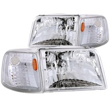 Anzo Fits 1993-1997 Ford Ranger Crystal Headlights Chrome W Corner Lights 2pc - Anzo Fits 1993-1997 Ford Ranger Crystal Headlights Chrome W Corner Lights 2pc -
