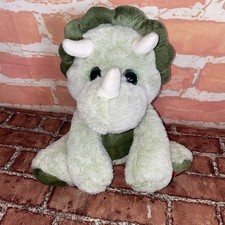 Triceratops Dinosaur Heart Valentine's Stuffed Plush Toy Green Sitting