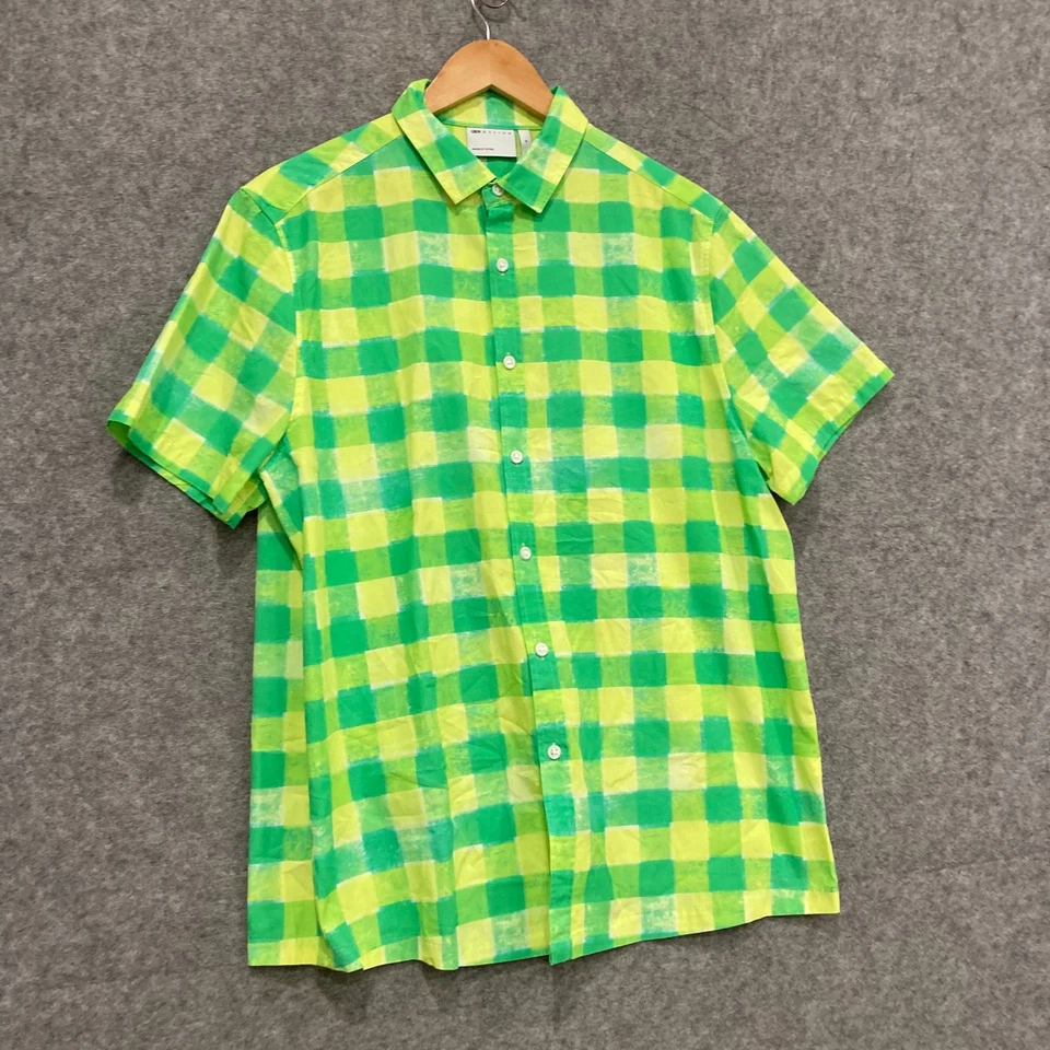 Asos Shirt Mens Size Medium Green Check Button Up Short Sleeve 28729 - Image 2 of 4