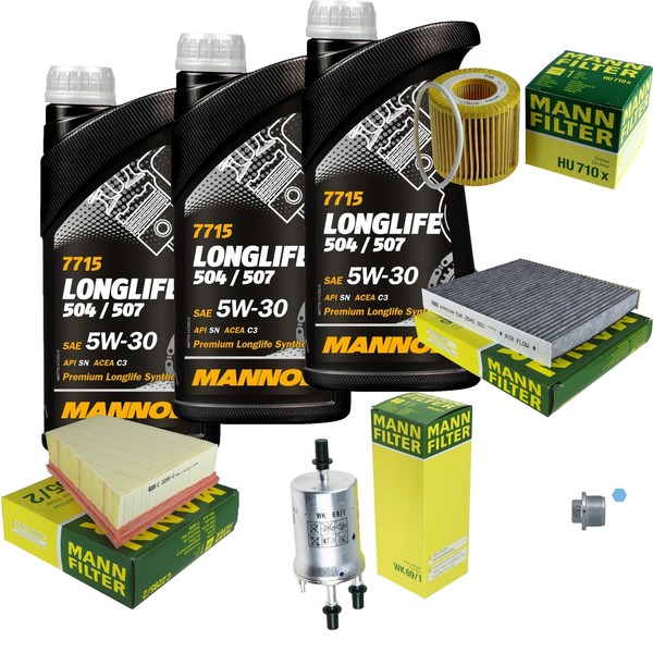 MANN-FILTER Inspektionspaket Mannol 3L Longlife 5W-30 FüR Vw Polo 1.2-image