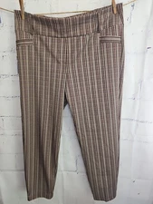 Soho Apparel Ltd. Brown Plaid Pull-on Ankle Pants size XL Stretch Wide Waistband