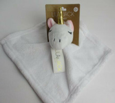 NWT Lila  Jack White And Gold Dot Sparkle Unicorn Plush Baby Security Blanket