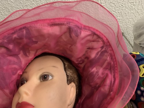 New with Tag Kelita Pink Organza Trim Floral Cotton Adjustable Wrap Sun Hat - Picture 9 of 15