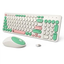 Wireless Keyboard and Mouse Combo 2.4GHz USB Cordless Round Keys Set for Lapt...