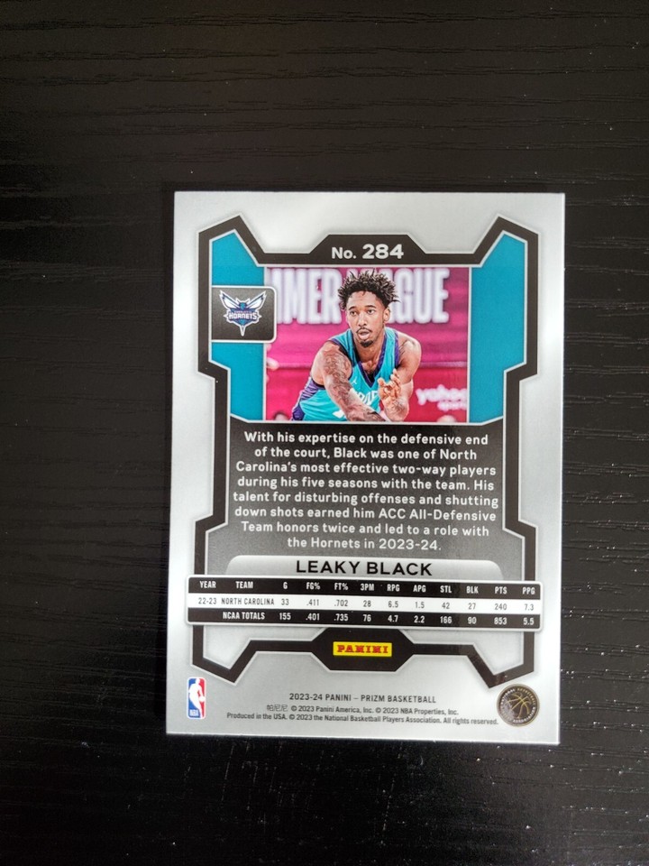 Leaky Black - 2023-24 Panini Prizm Basketball Base Rookie Card RC #284