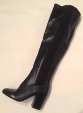 Nine West Shoshone Boots Black Leather/Textile Over Knee sz 5M