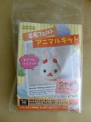 NEW DAISO Japan Wool Needle Felt Animal DIY Kit - White Rabbit