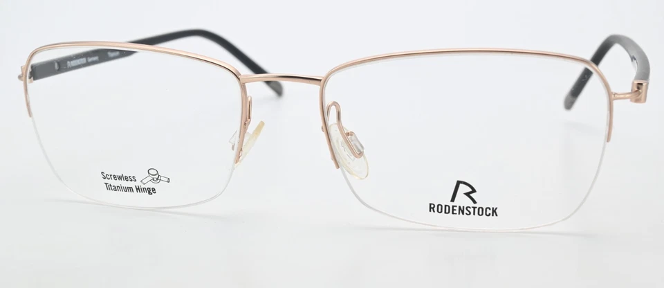 Marco de gafas Rodenstock R 7036 A 53-17 135 media llanta oro brillo titanio sin tornillos Foto 4 de 4