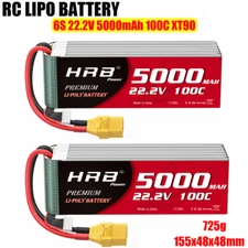 2pcs HRB 22.2V 6S 5000mAh LiPo Battery  100C XT90 for RC Truck Helis EDF Jet