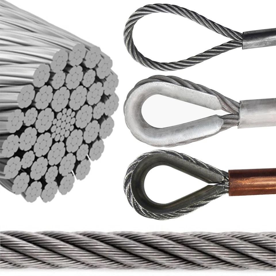 Rotolo Cavo Corda Metallica Metallo Fune Acciaio Inox Inossidabile Anti-Ruggine - Immagine 2 di 4