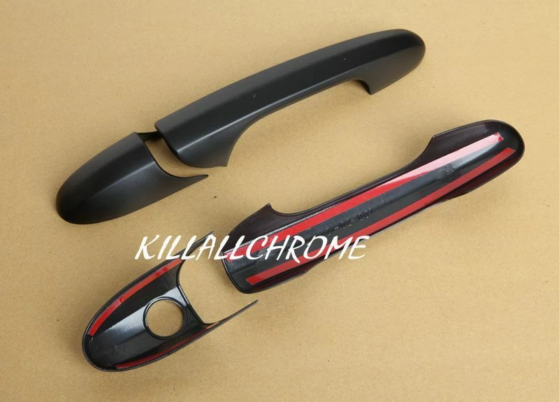 KIT MANIJAS BIGOTES SE ADAPTA A ABARTH 500, ASA DE MALETERO PLACA TRASERA 500 NEGRO MATE COMPLETO Foto 4 de 4