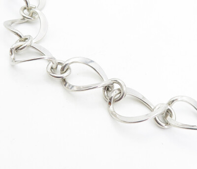アクセサリー MEXICO MADE SILVER925 FLAT LINK NECKLACE MEXICO 925 Sterling Silver Vintage Shiny Open Link Chain Necklace