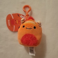 Squishmallow 3.5" Ernest Monster Red Orange Fuzzy Belly Halloween Clip Plush NWT