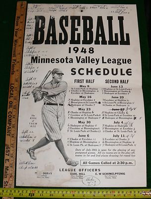 BASEBALL MINNESOTA HISTORICAL MINNESOTA POSTERS BROADSIDE FLYER BABE ...