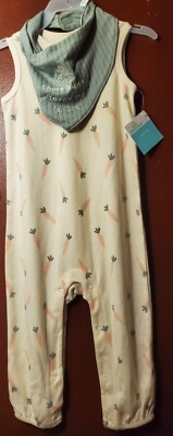 Celebrate 2 PC Baby Easter Romper & Bandana Size 12,18,24M.Choose and Text Size.