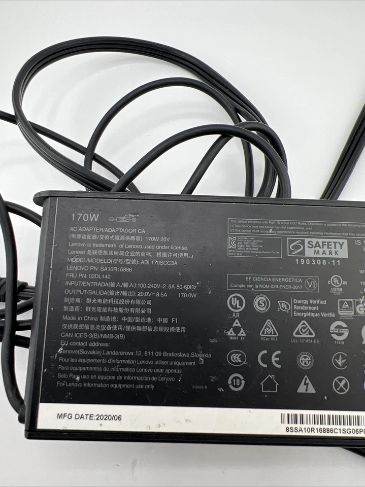 Lenovo 20V 8.5A 170W ADL170SCC3A ThinkPad P73 Negro Foto 3 de 4