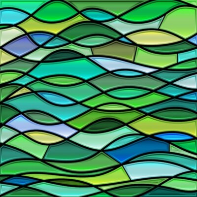 Wandbild: Abstract Vector Buntglas-Mosaik-Hintergrund - grüne und [...]