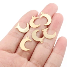 50Pcs Raw Brass Crescent Moon Charms Pendants DIY Jewellry Crafts Making 11*8mm