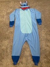 Disney Stitch Sleepwear One Piece Adult Costume Pajamas Plush Hood Size Medium