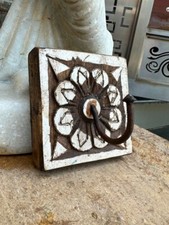 Antique Old Wooden Hand Carved Floral White Design Wall Hanging Hook Hanger