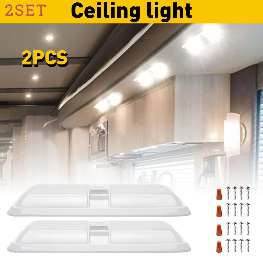 4X RV 12V Frosted Double Dome LED Interior Light with Switch for Camper Trailer Marine