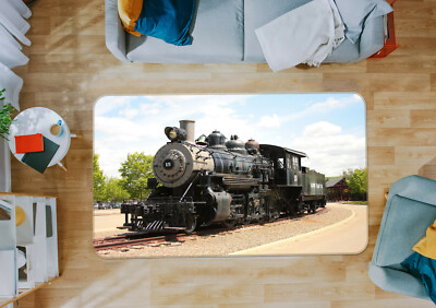 3D Black Train Tree A172 Transport Game Non Slip Rug Mat Photo Carpet Zoe