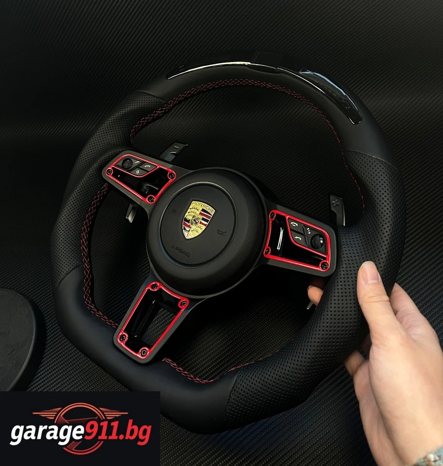 Porsche Flat Bottom LED Steering Wheel GT3 911 Cayman Boxter 991 997 981 987 958 - Image 3 of 4