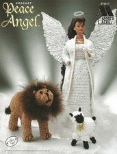 Peace Angel Crochet Lion Gown Earrings Lamb Dove Barbie Fashion Doll Halo Robe