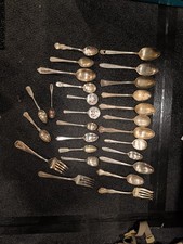 2 Lbs Vintage & Antique Silverware Lot Silver Plated Spoons Forks Various Maker