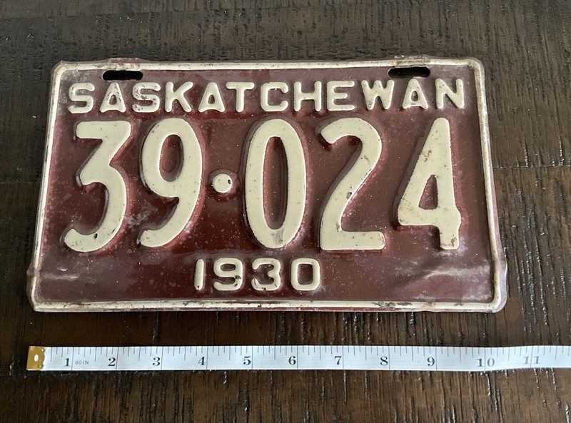 1930 SASKATCHEWAN License Plate