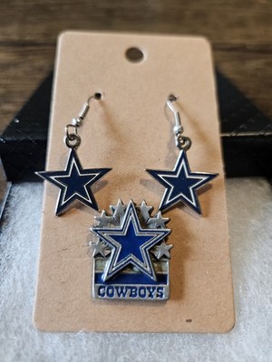 Vintage 1994 Dallas Cowboys Star Earrings & Pin Set NFL Peter David