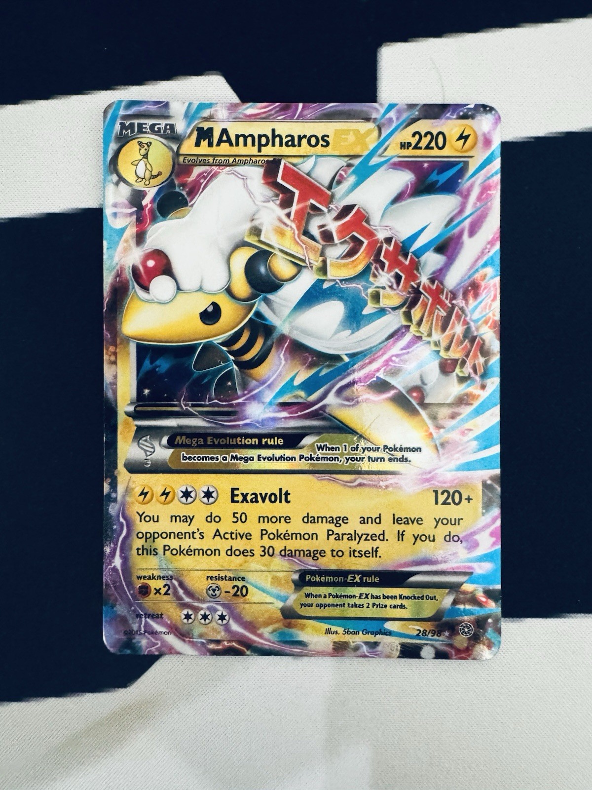 Pokémon M Ampharos EX 28/98 XY Ancient Origins Ultra Rare Holo EX