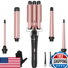 Curling Wand Set 3 Barrel Interchangeable Ceramic Iron Hair Curler Tool